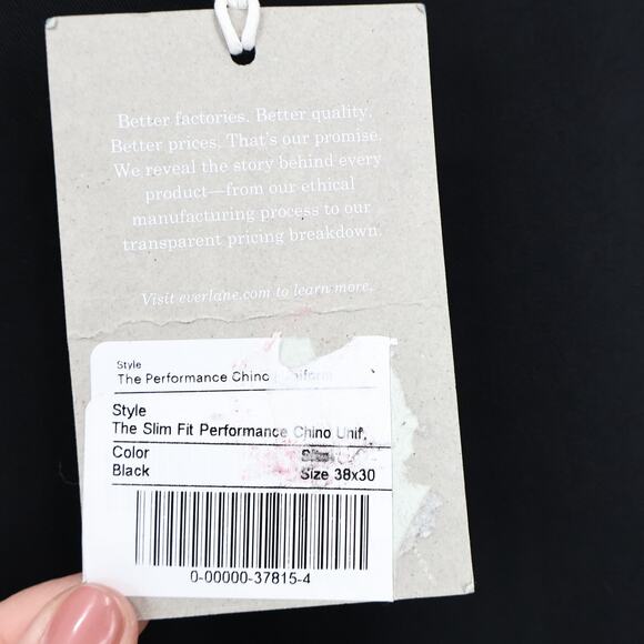 NWT Everlane Men's The Performance Chino Pant Uniform Slim Fit Black 38x30 - Picture 10 of 10